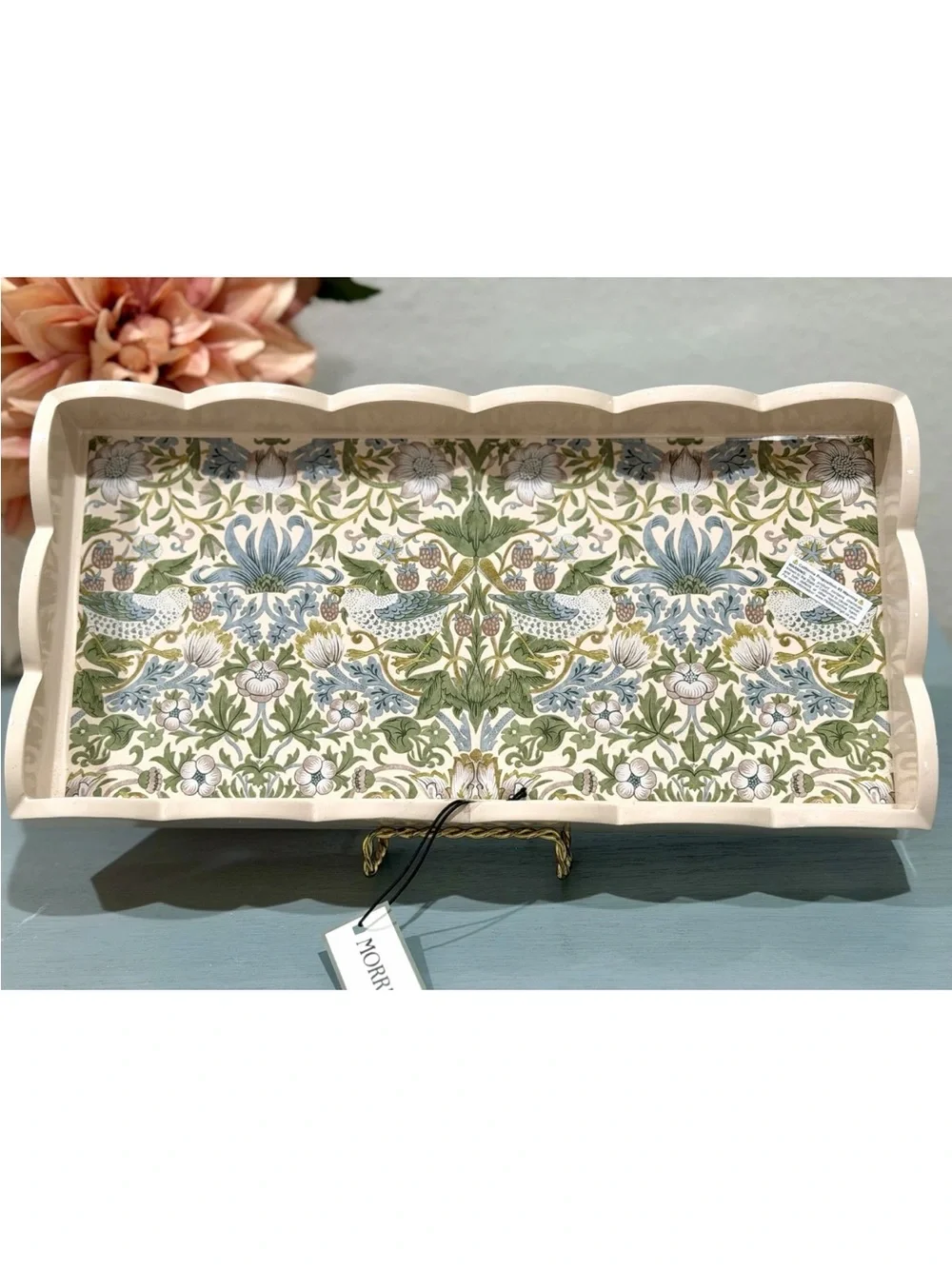 Morris & Co Strawberry Thief Scalloped Decorative Vanity Tray 12